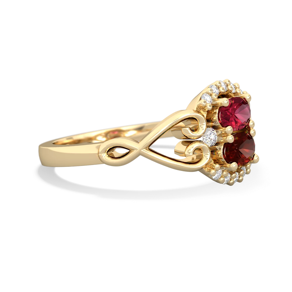 Lab Ruby Love Nest 14K Yellow Gold ring R5860