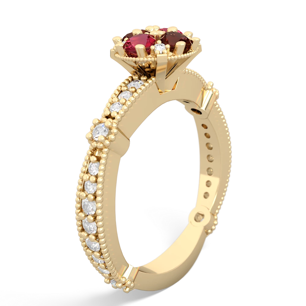 Lab Ruby Sparkling Tiara Cluster 14K Yellow Gold ring R26293RD