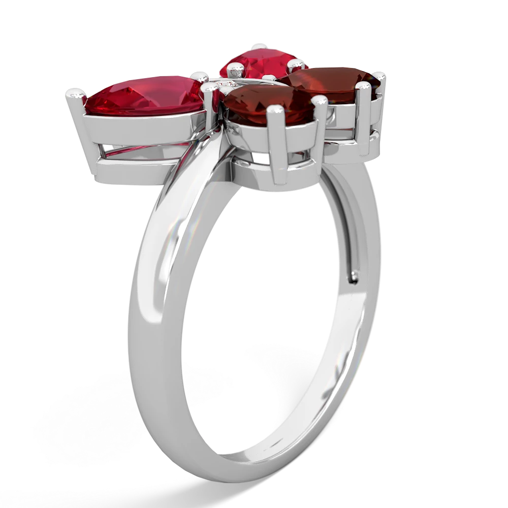 Lab Ruby Butterfly 14K White Gold ring R2215