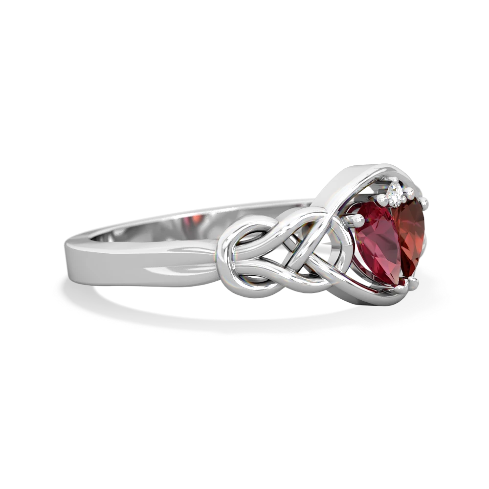 Lab Ruby Celtic Love Knot 14K White Gold ring R5420