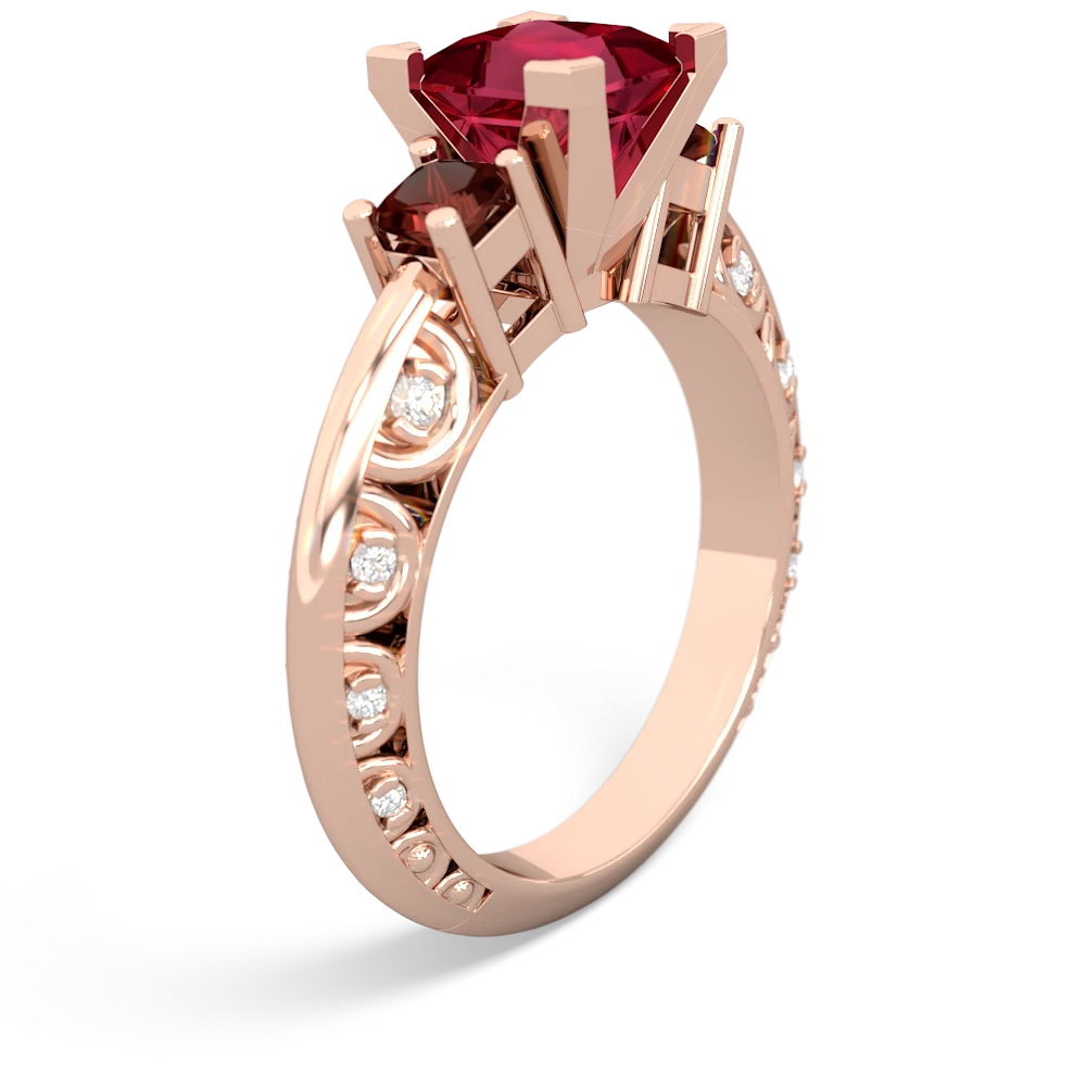 Lab Ruby Eternal Embrace Engagement 14K Rose Gold ring C2001