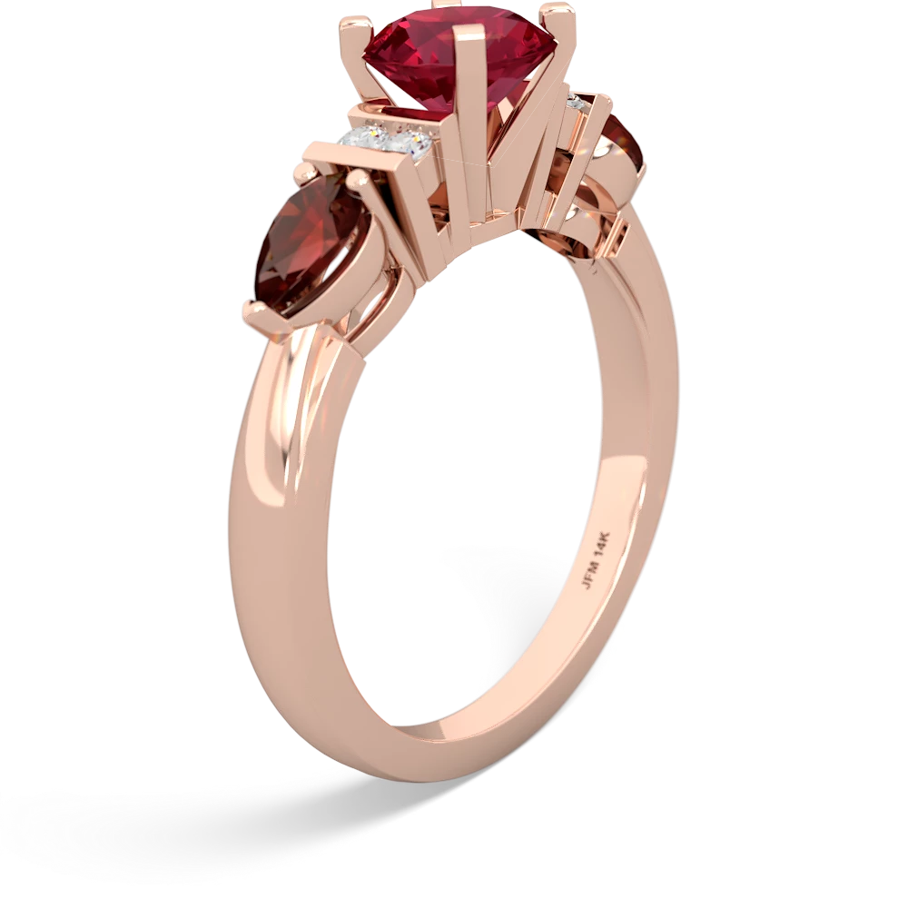 Lab Ruby 6Mm Round Eternal Embrace Engagement 14K Rose Gold ring R2005