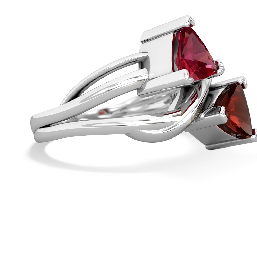 Lab Ruby Split Band Swirl 14K White Gold ring R2341