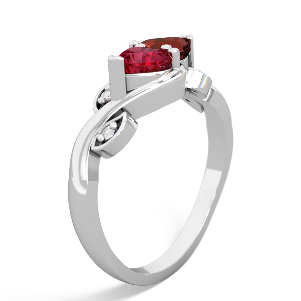 Lab Ruby Floral Elegance 14K White Gold ring R5790