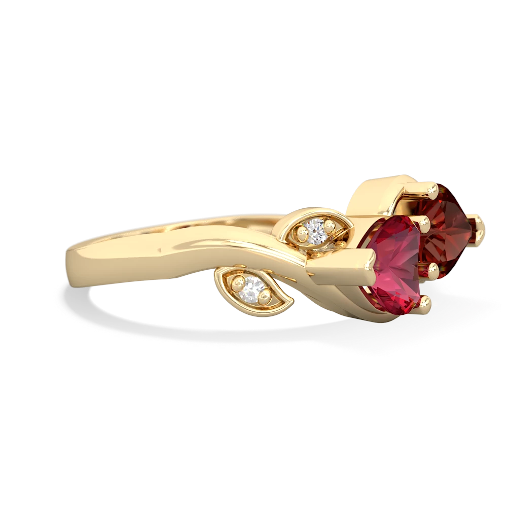 Lab Ruby Floral Elegance 14K Yellow Gold ring R5790