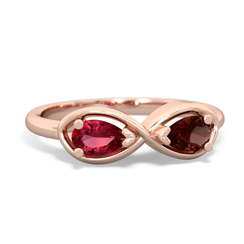 Lab Ruby Infinity 14K Rose Gold ring R5050