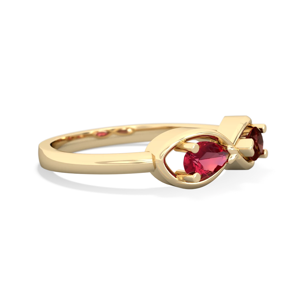 Lab Ruby Infinity 14K Yellow Gold ring R5050