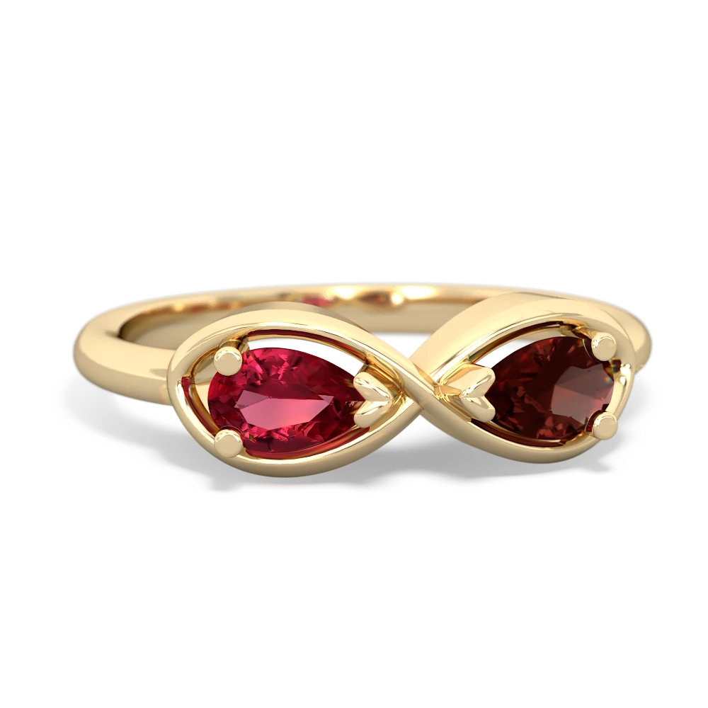 Lab Ruby Infinity 14K Yellow Gold ring R5050