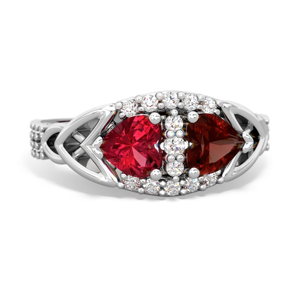 Lab Ruby Sparkling Celtic Knot 14K White Gold ring R2645