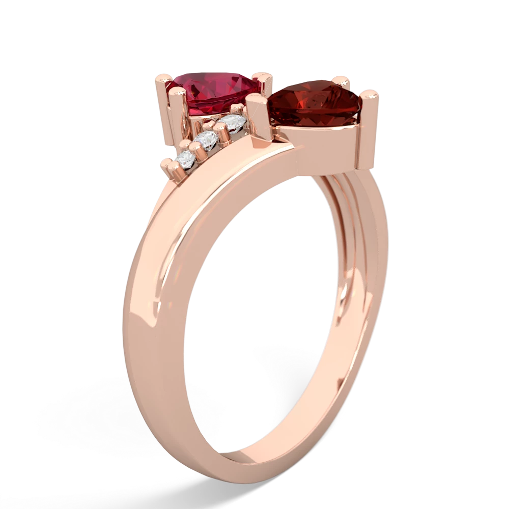 Lab Ruby Heart To Heart 14K Rose Gold ring R2064