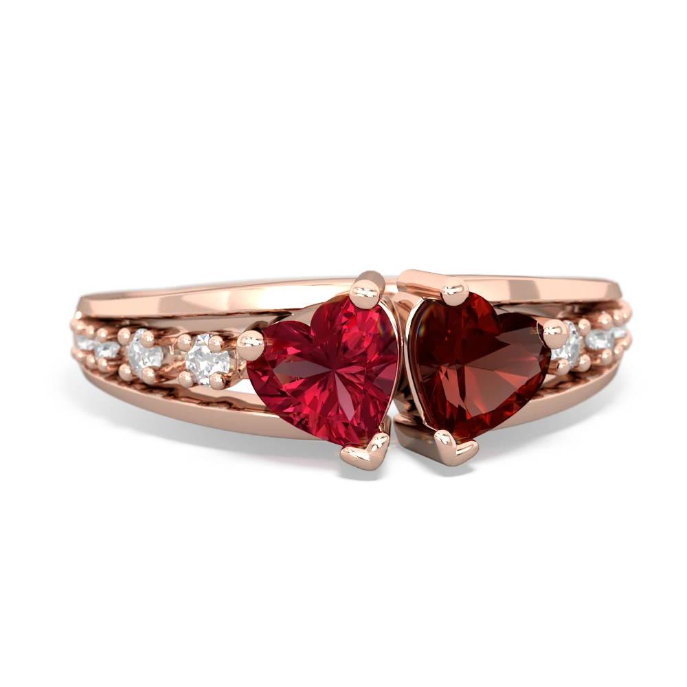 Lab Ruby Heart To Heart 14K Rose Gold ring R3342