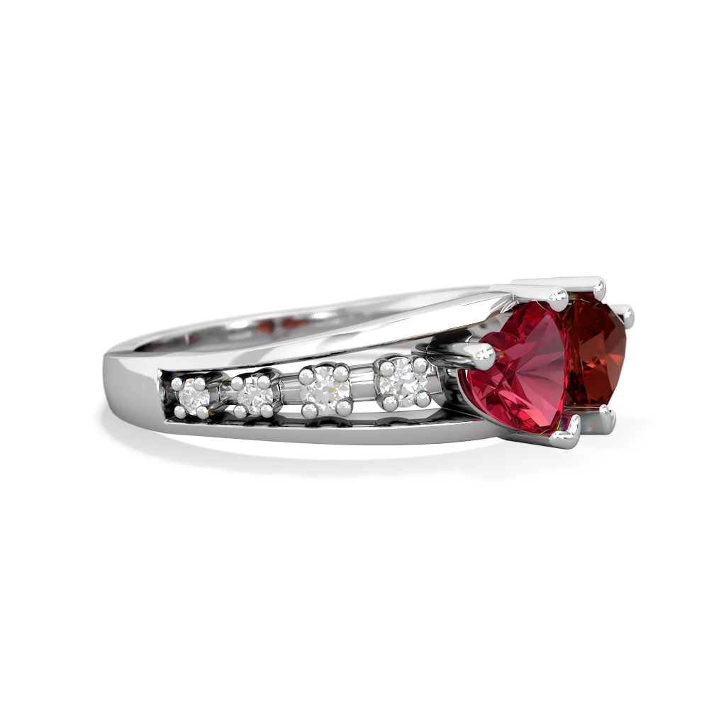 Lab Ruby Heart To Heart 14K White Gold ring R3342