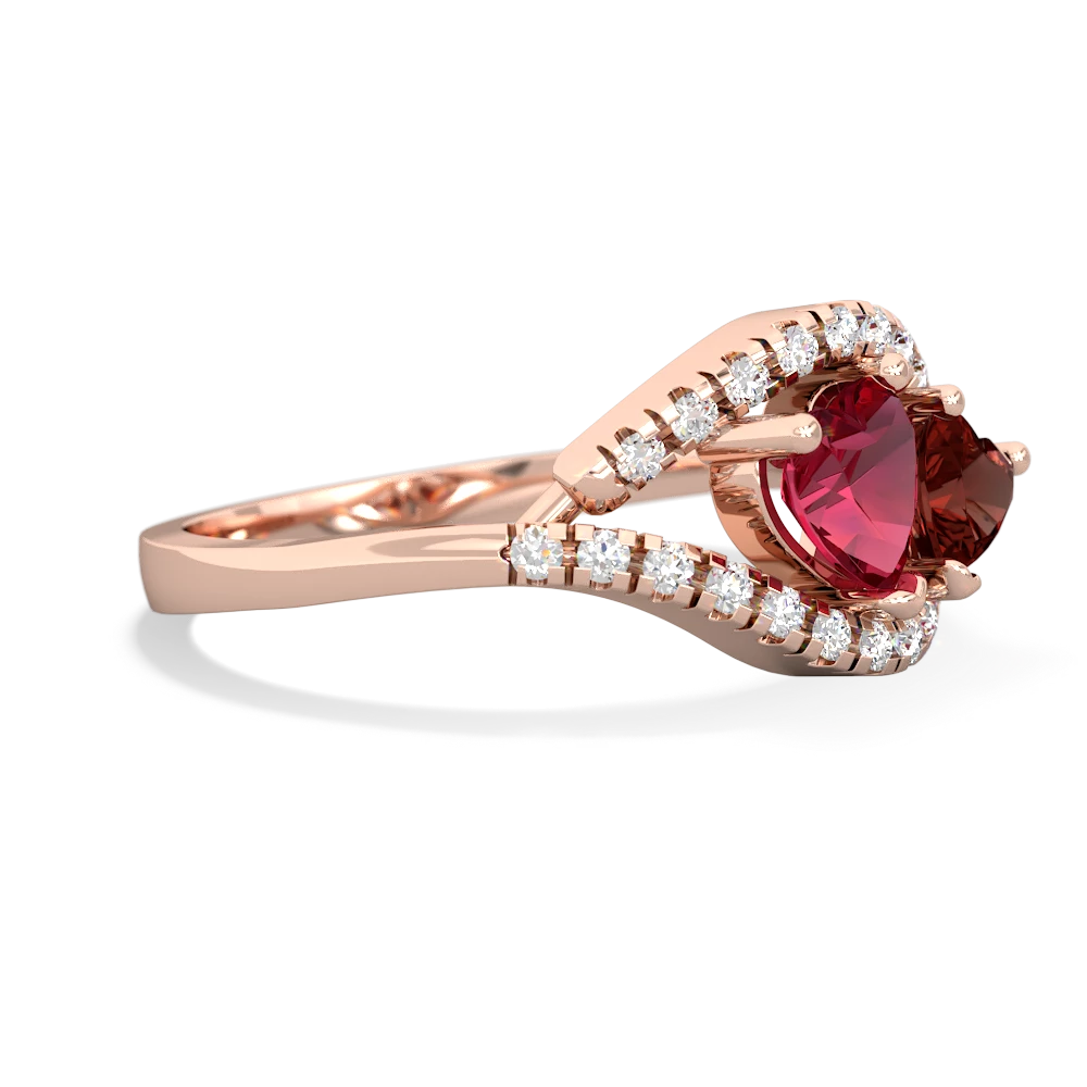 Lab Ruby Mother And Child 14K Rose Gold ring R3010