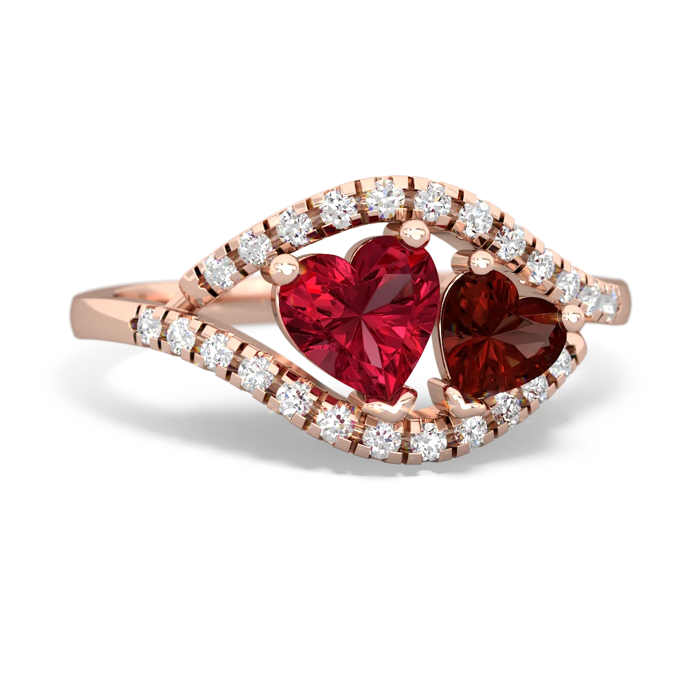 Lab Ruby Mother And Child 14K Rose Gold ring R3010