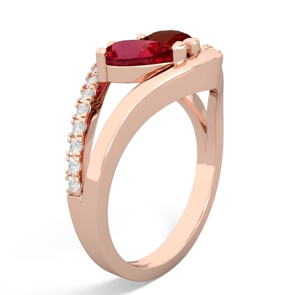 Lab Ruby Nestled Heart Keepsake 14K Rose Gold ring R5650