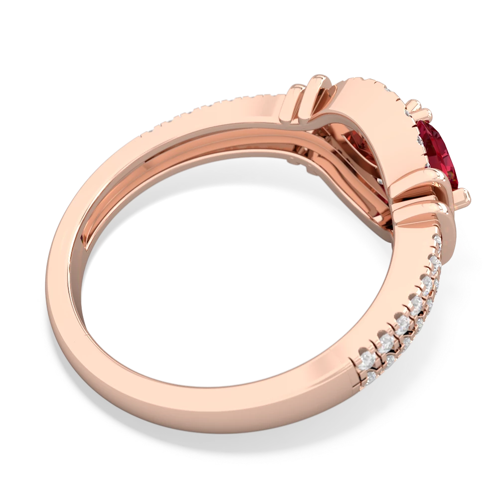 Lab Ruby Art-Deco Keepsake 14K Rose Gold ring R5630