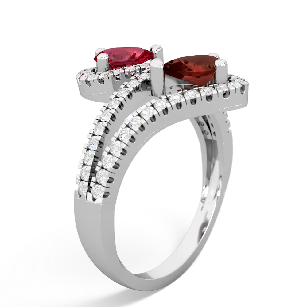 Lab Ruby Diamond Dazzler 14K White Gold ring R3000