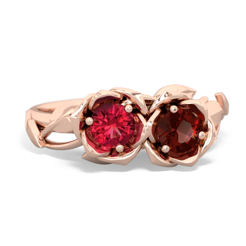 Lab Ruby Rose Garden 14K Rose Gold ring R5510