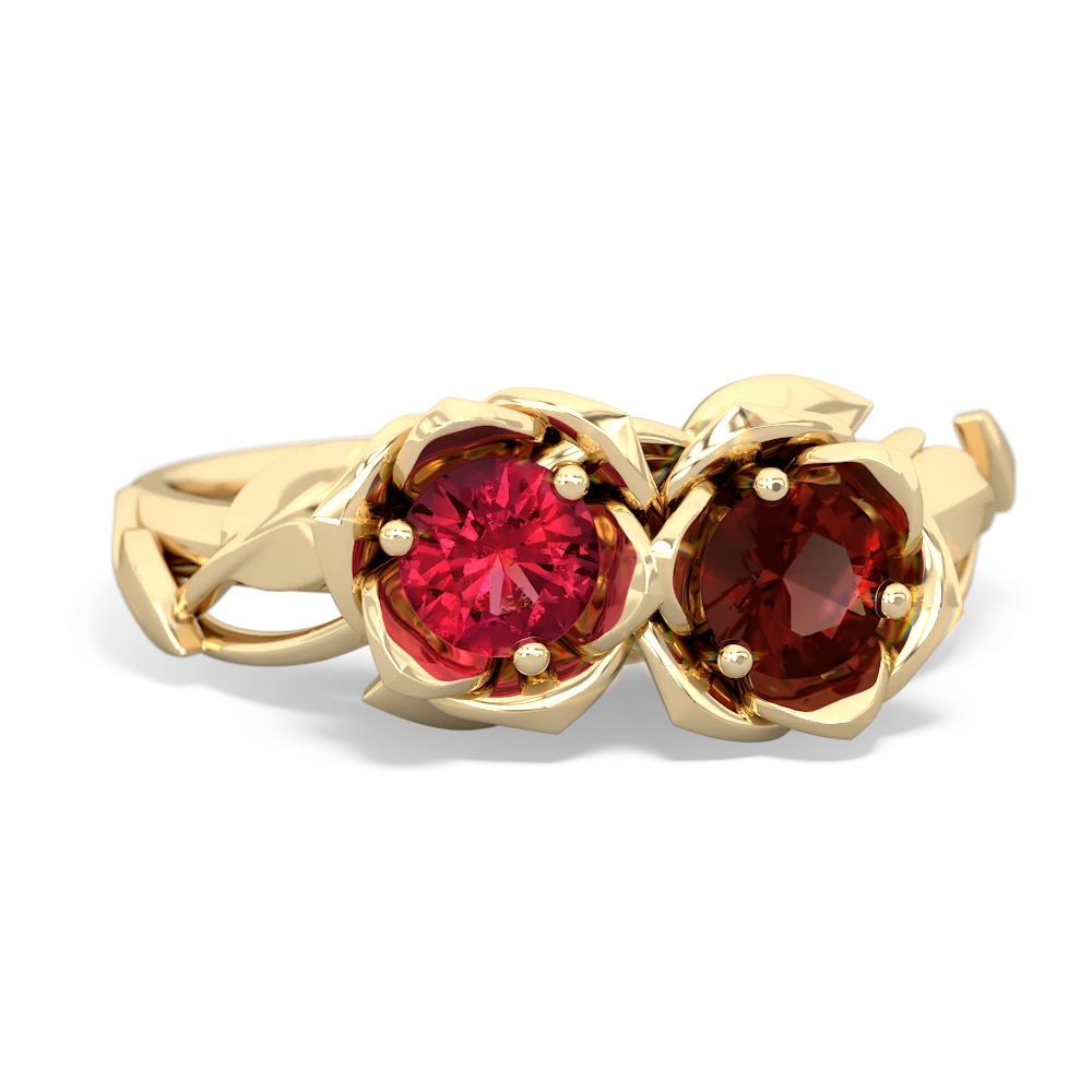 Lab Ruby Rose Garden 14K Yellow Gold ring R5510