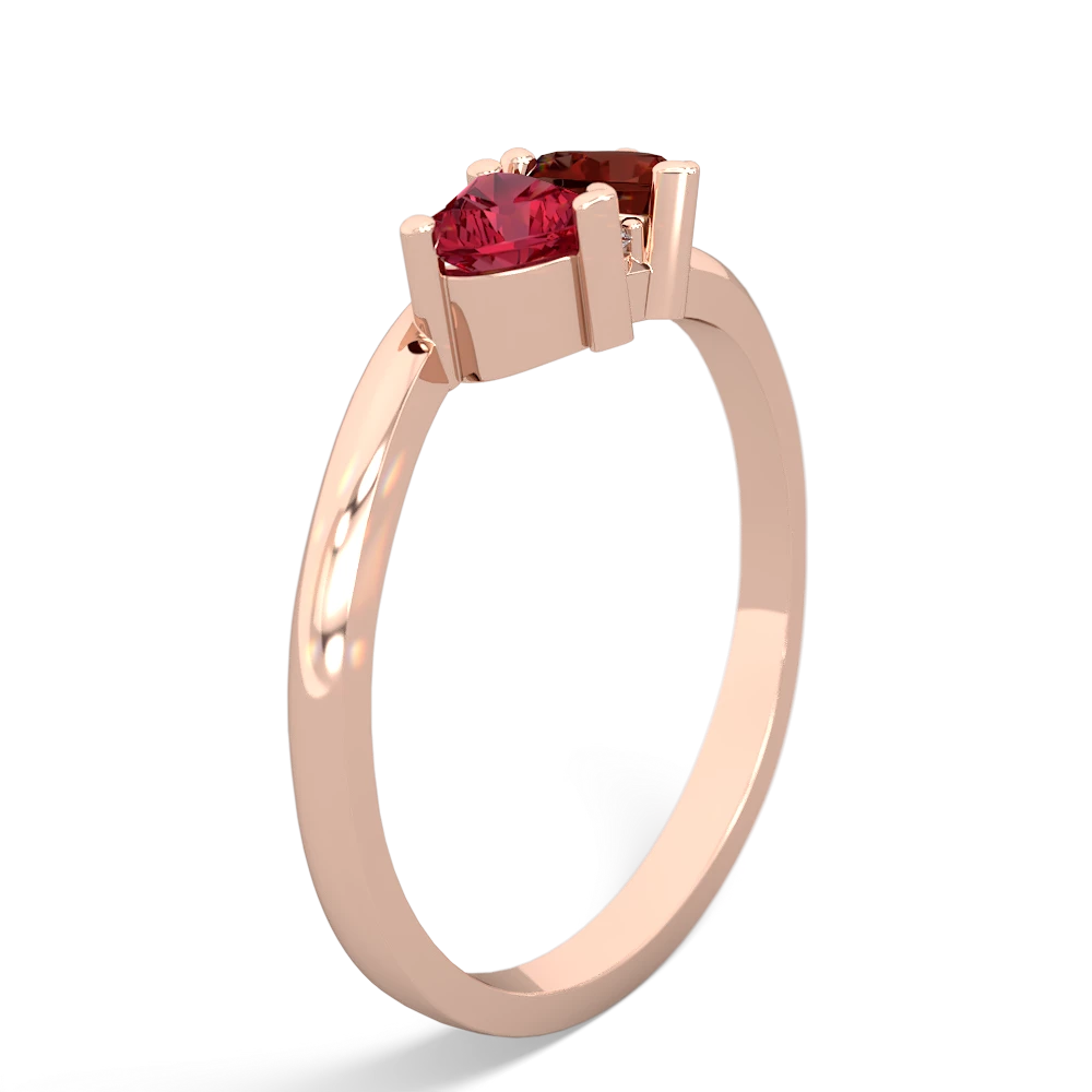 Lab Ruby Sweethearts 14K Rose Gold ring R5260