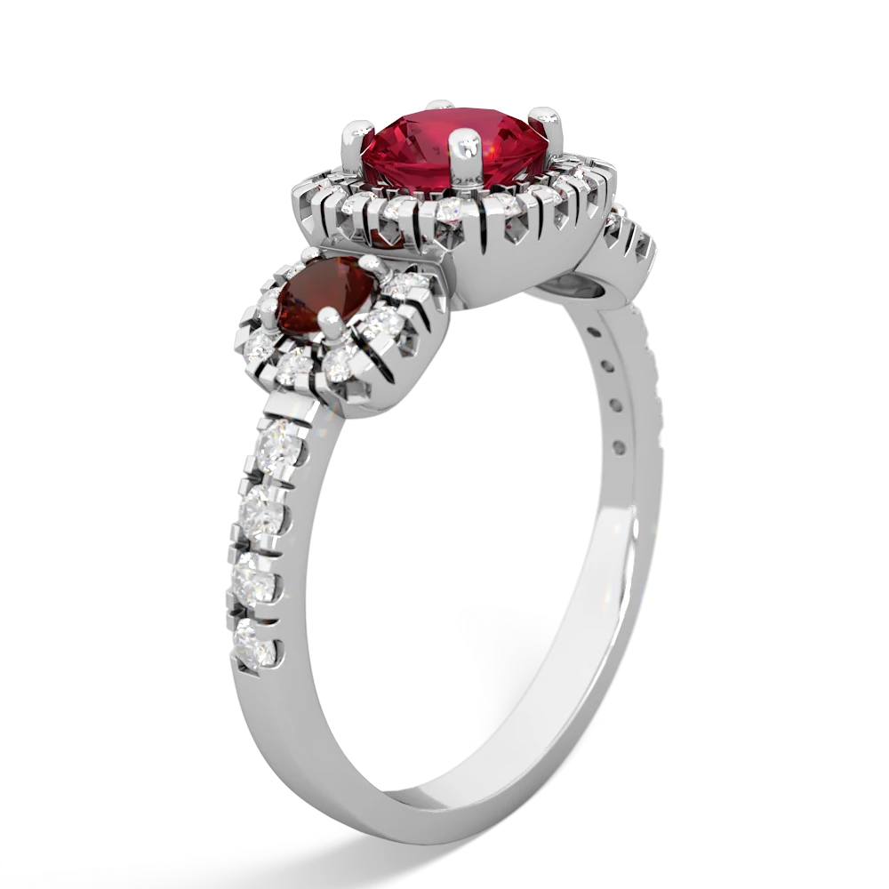 Lab Ruby Regal Halo 14K White Gold ring R5350