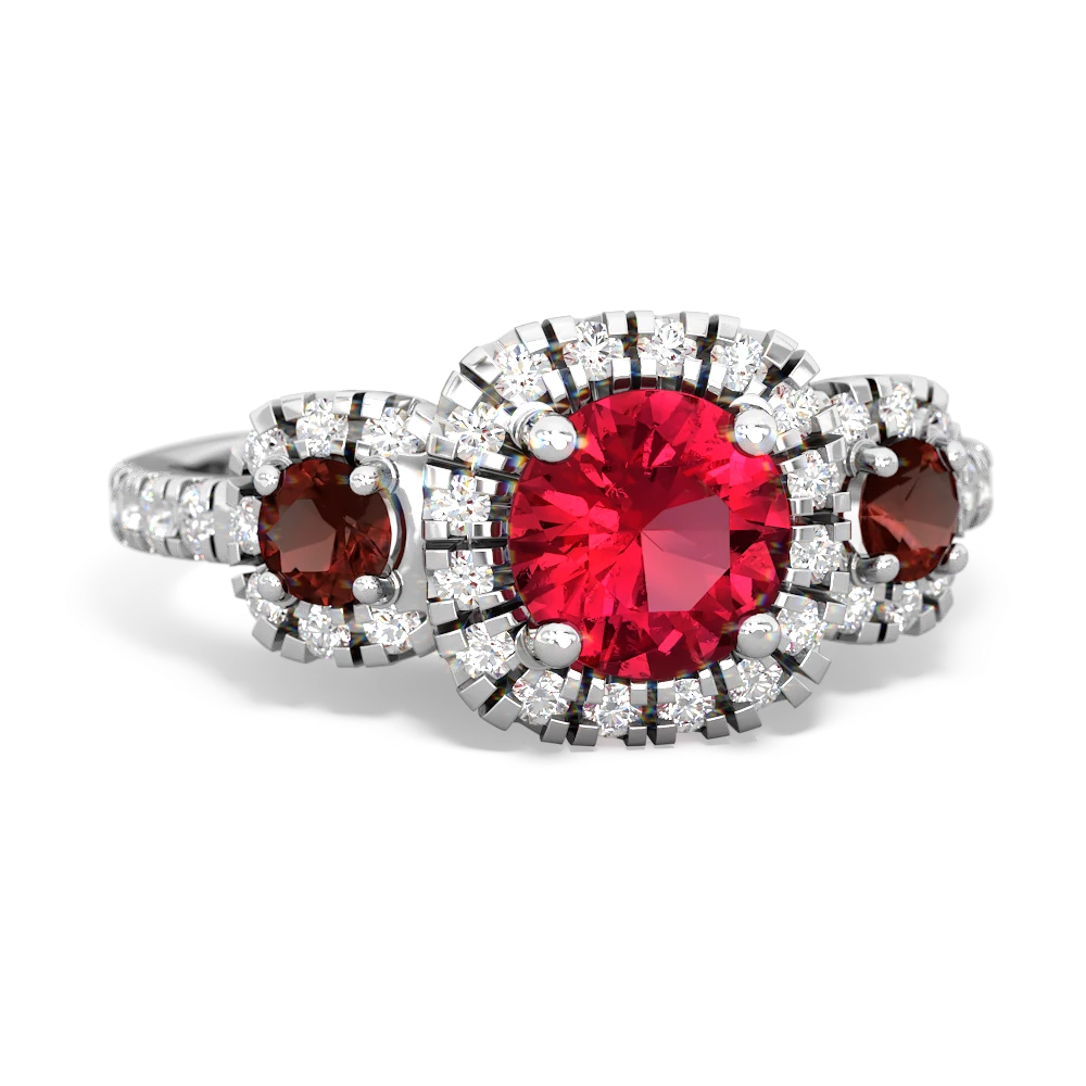 Lab Ruby Regal Halo 14K White Gold ring R5350