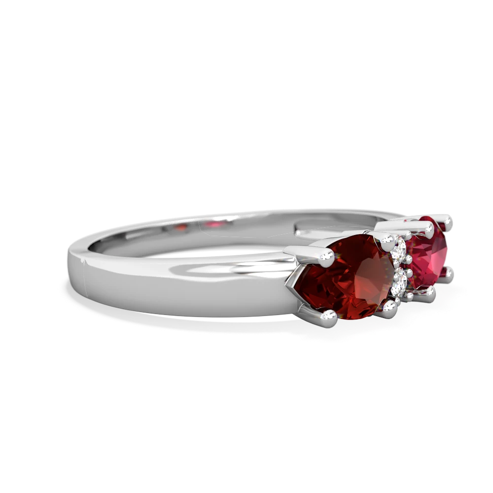 Lab Ruby Pear Bowtie 14K White Gold ring R0865