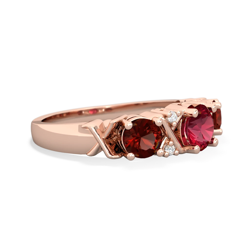 Lab Ruby Hugs And Kisses 14K Rose Gold ring R5016