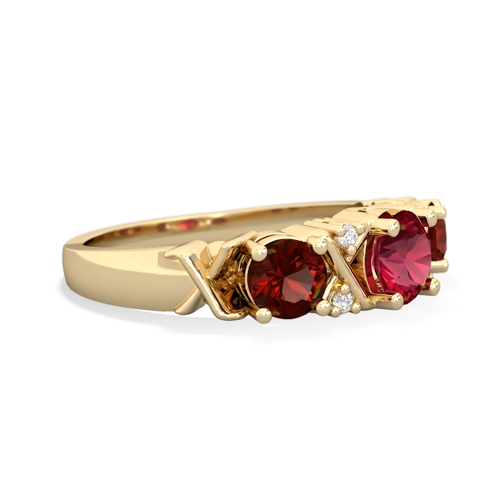 Lab Ruby Hugs And Kisses 14K Yellow Gold ring R5016