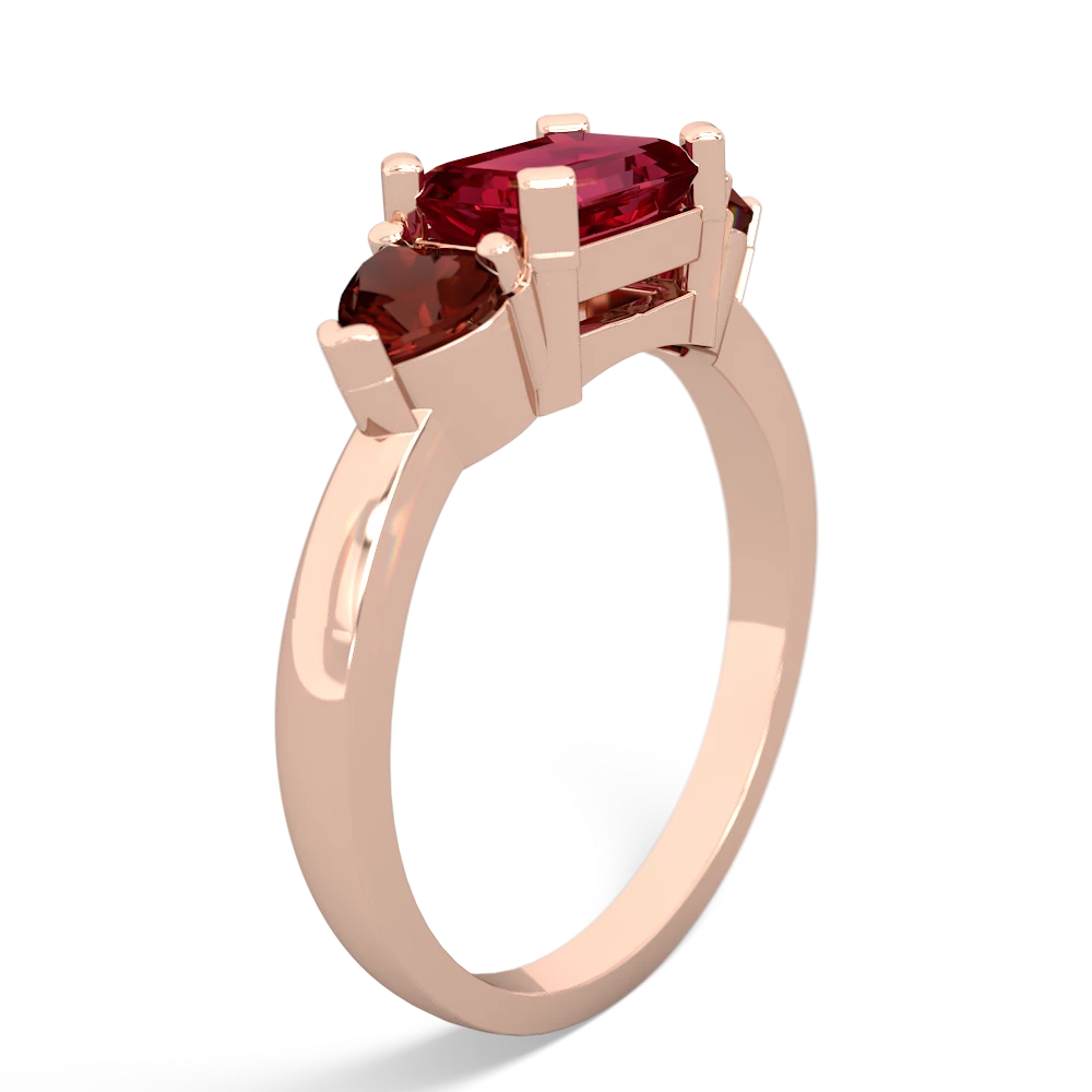 Lab Ruby Three Stone 14K Rose Gold ring R5235