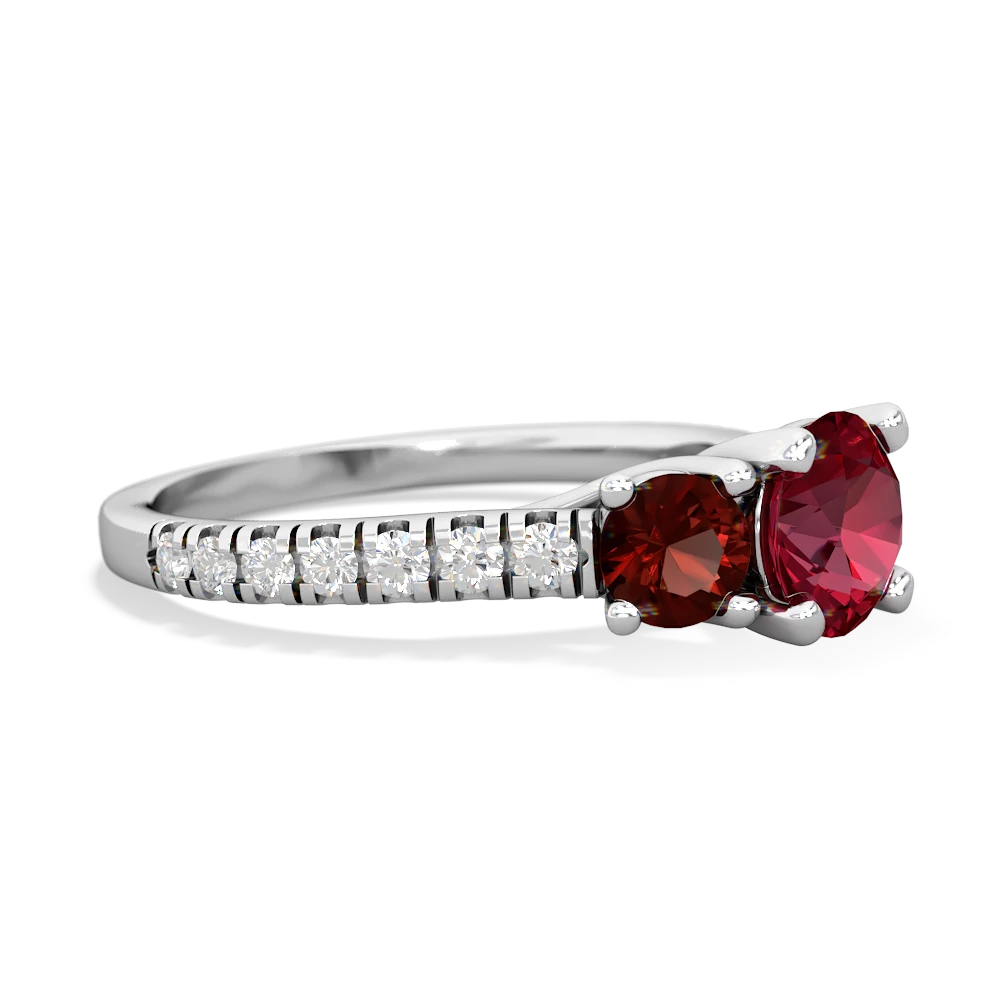 Lab Ruby Pave Trellis 14K White Gold ring R5500