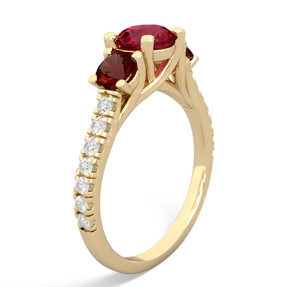 Lab Ruby Pave Trellis 14K Yellow Gold ring R5500