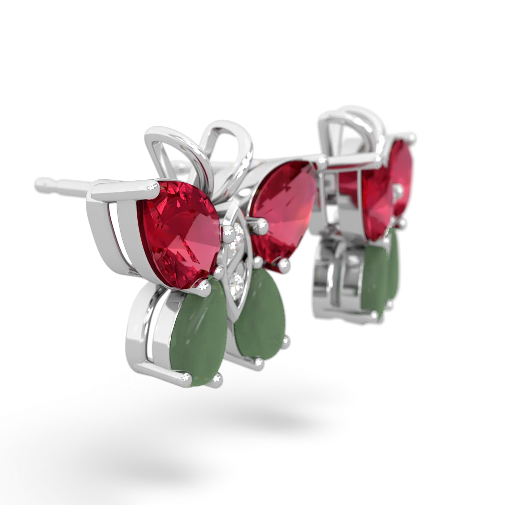 Lab Ruby Butterfly 14K White Gold earrings E2215