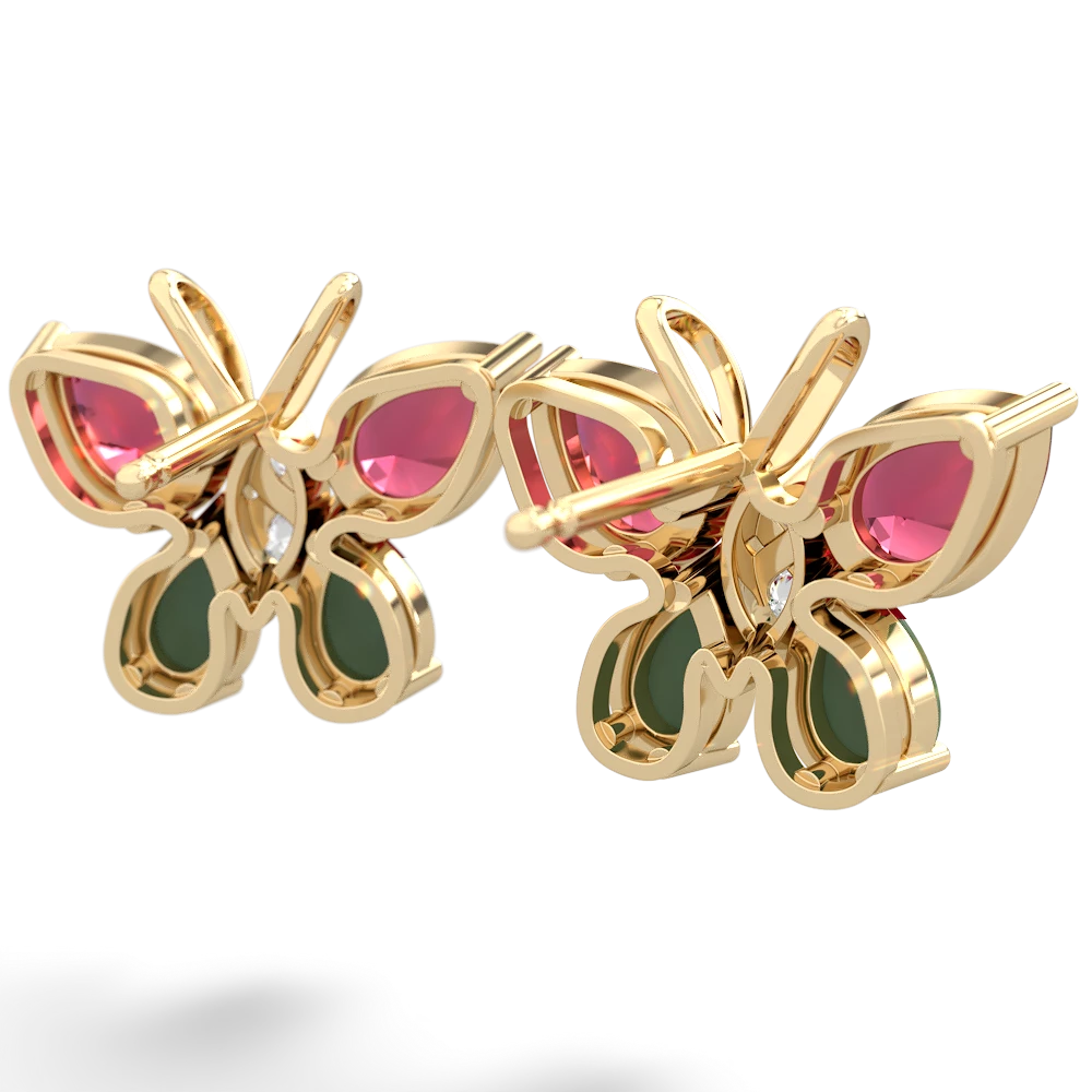 Lab Ruby Butterfly 14K Yellow Gold earrings E2215