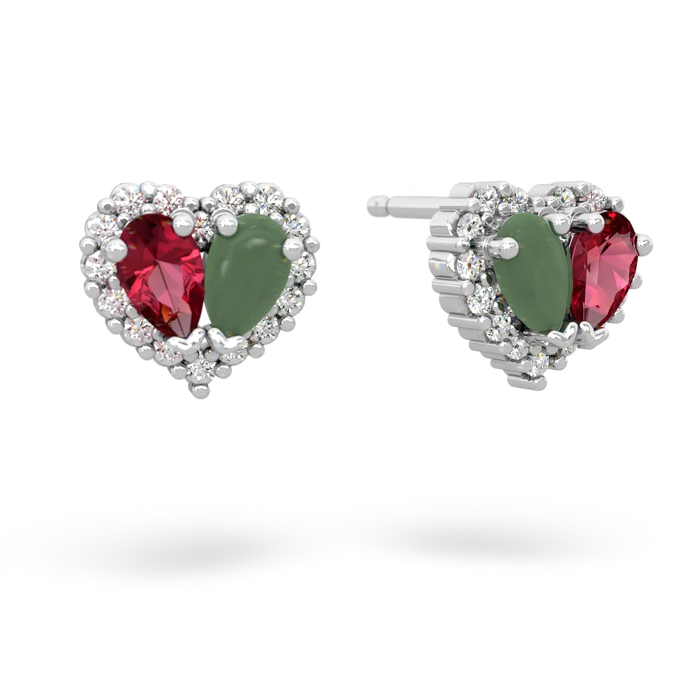 Lab Ruby Halo 14K White Gold earrings E7008
