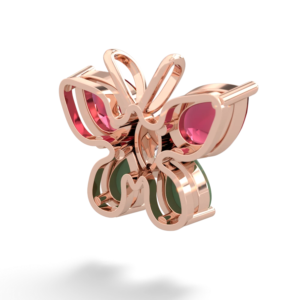 Lab Ruby Butterfly 14K Rose Gold pendant P2215