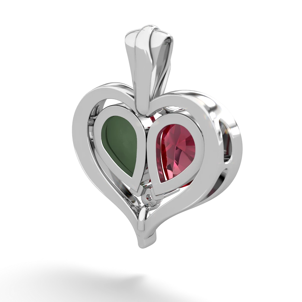 Lab Ruby Two Become One 14K White Gold pendant P5330