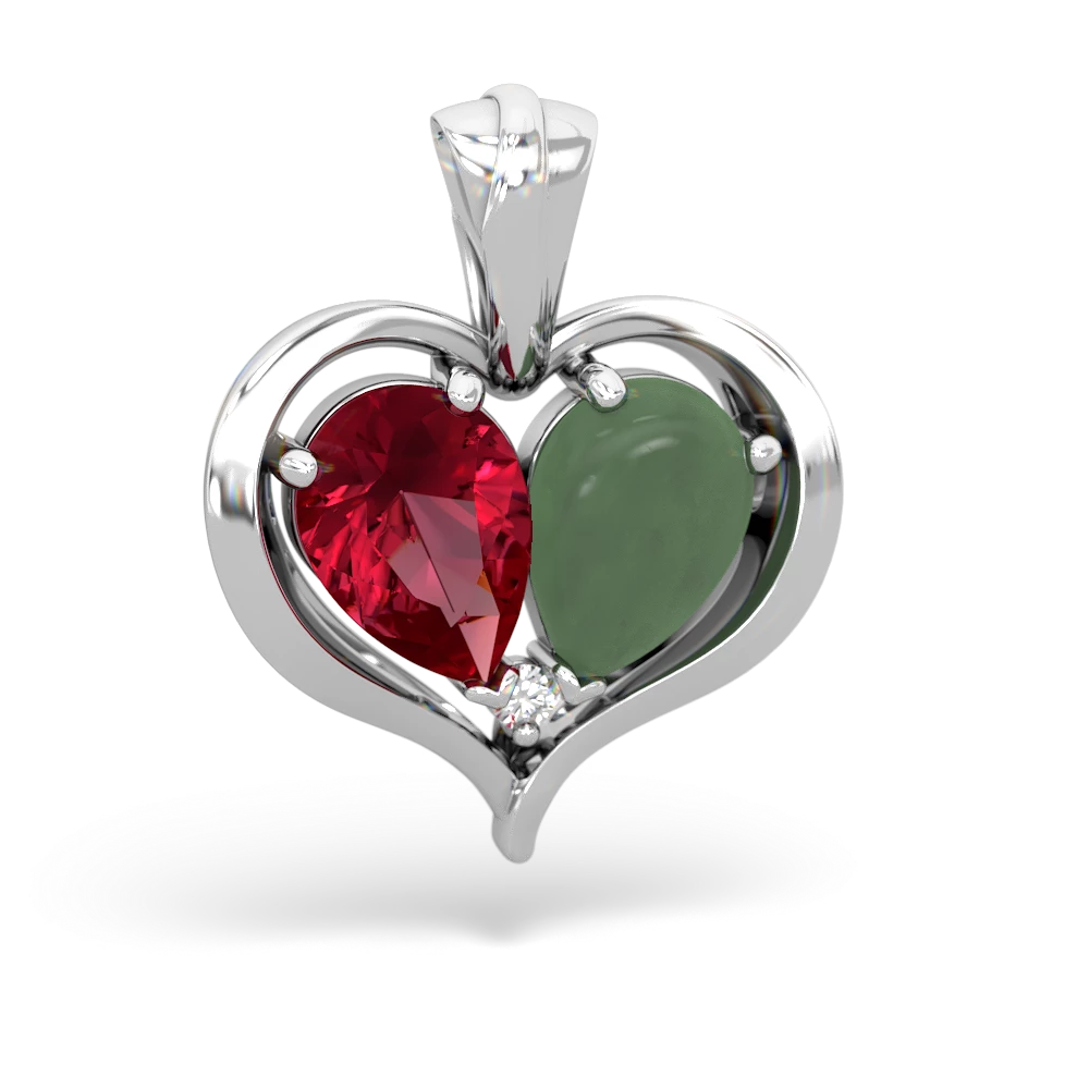 Lab Ruby Two Become One 14K White Gold pendant P5330