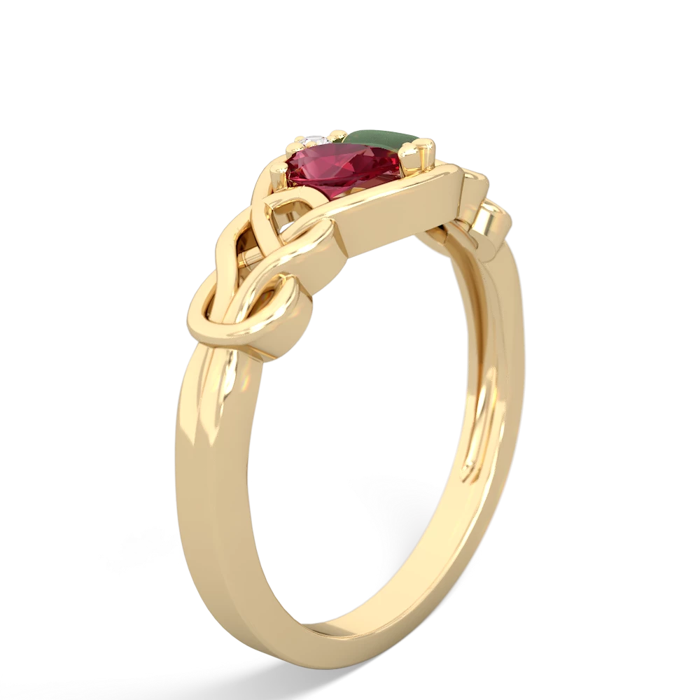 Lab Ruby Celtic Love Knot 14K Yellow Gold ring R5420