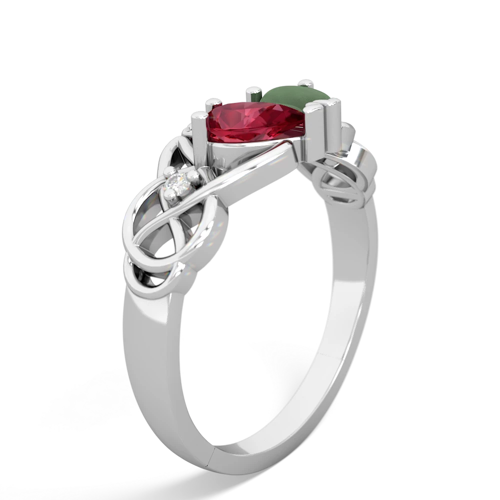 Lab Ruby 'One Heart' Celtic Knot Claddagh 14K White Gold ring R5322