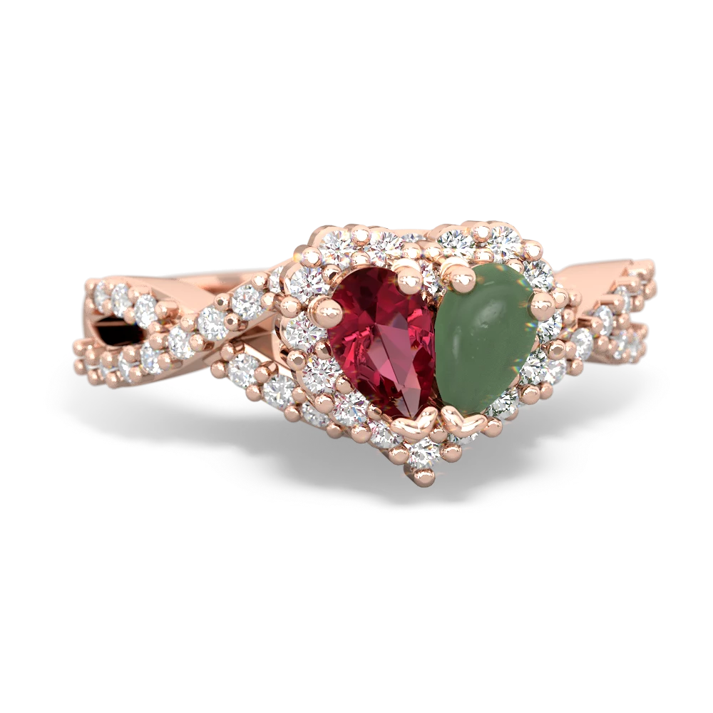 Lab Ruby Diamond Twist 'One Heart' 14K Rose Gold ring R2640HRT