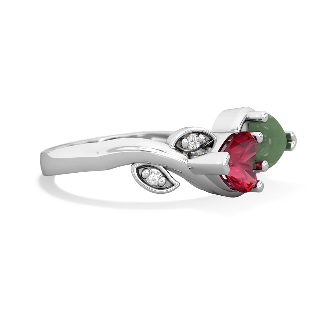 Lab Ruby Floral Elegance 14K White Gold ring R5790