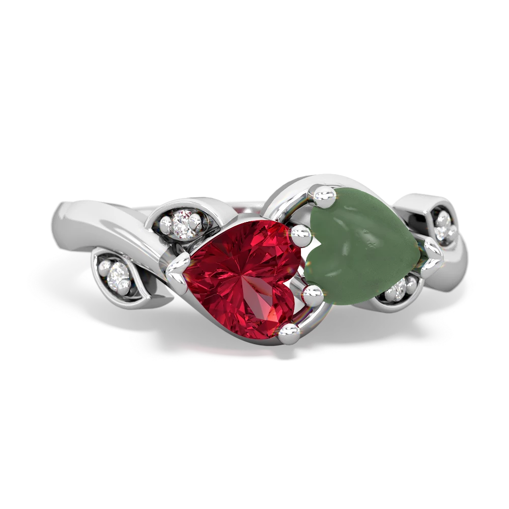 Lab Ruby Floral Elegance 14K White Gold ring R5790