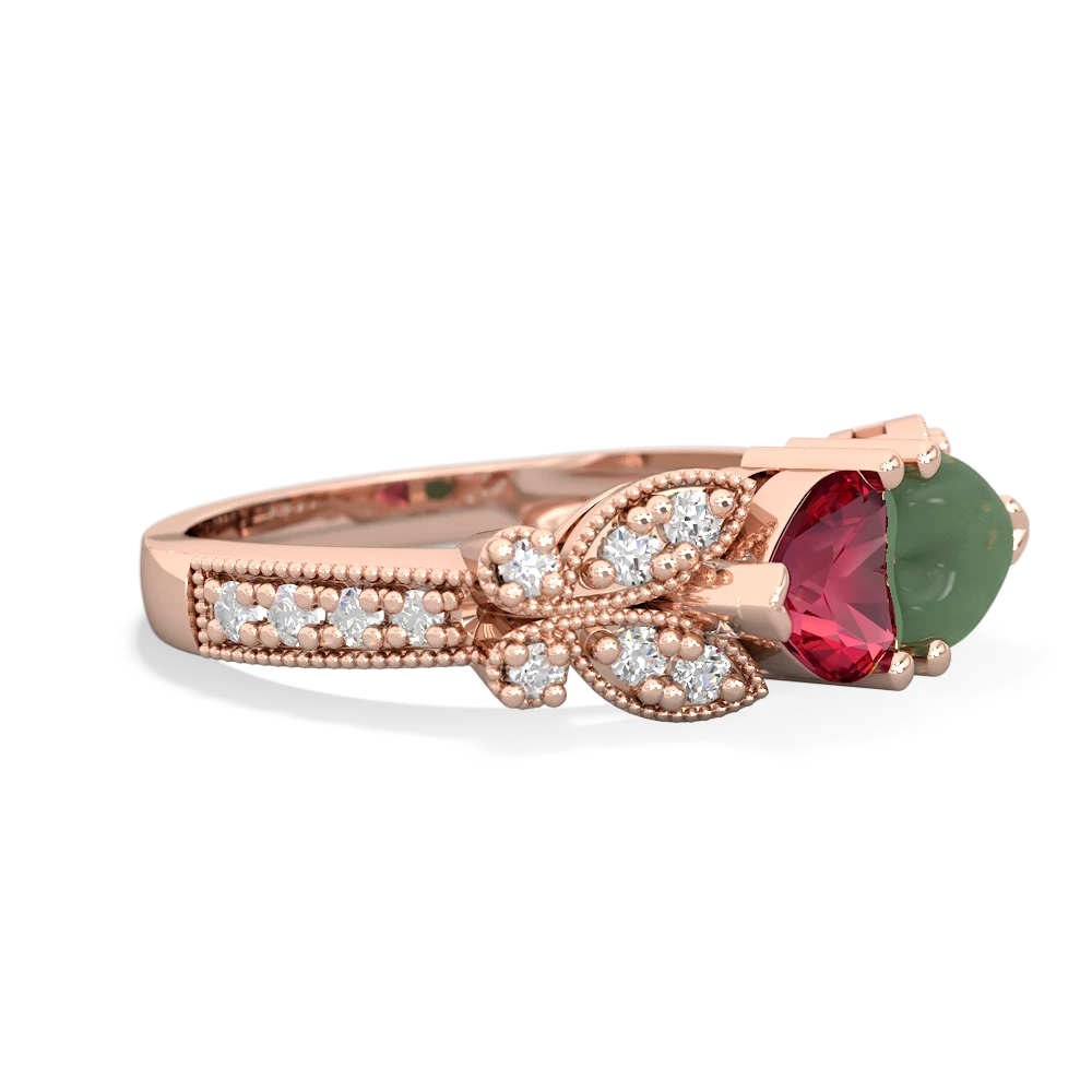 Lab Ruby Diamond Butterflies 14K Rose Gold ring R5601