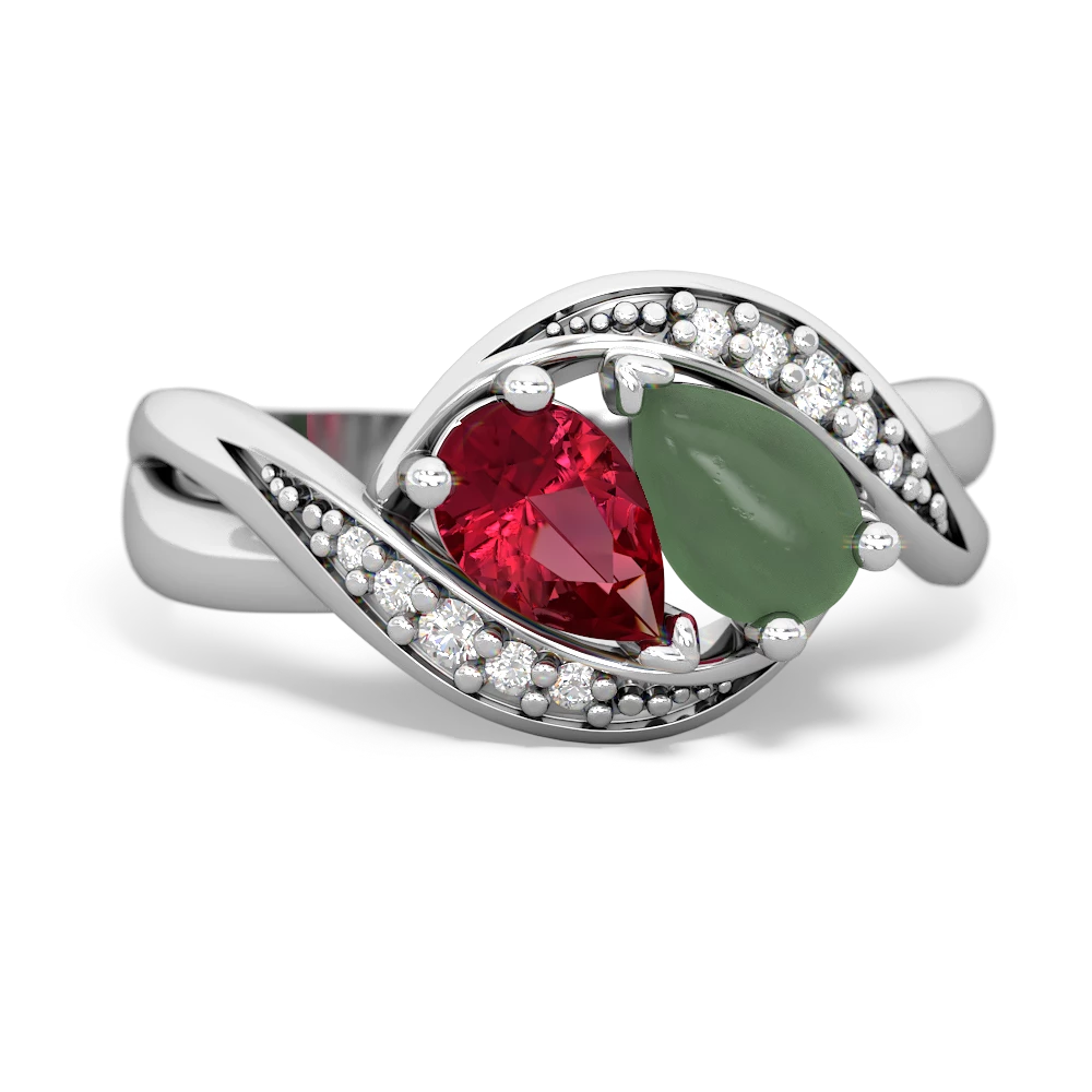 Lab Ruby Summer Winds 14K White Gold ring R5342