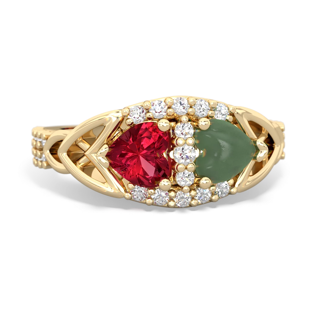 Lab Ruby Sparkling Celtic Knot 14K Yellow Gold ring R2645