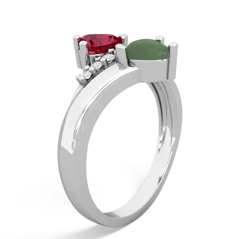 Lab Ruby Heart To Heart 14K White Gold ring R2064