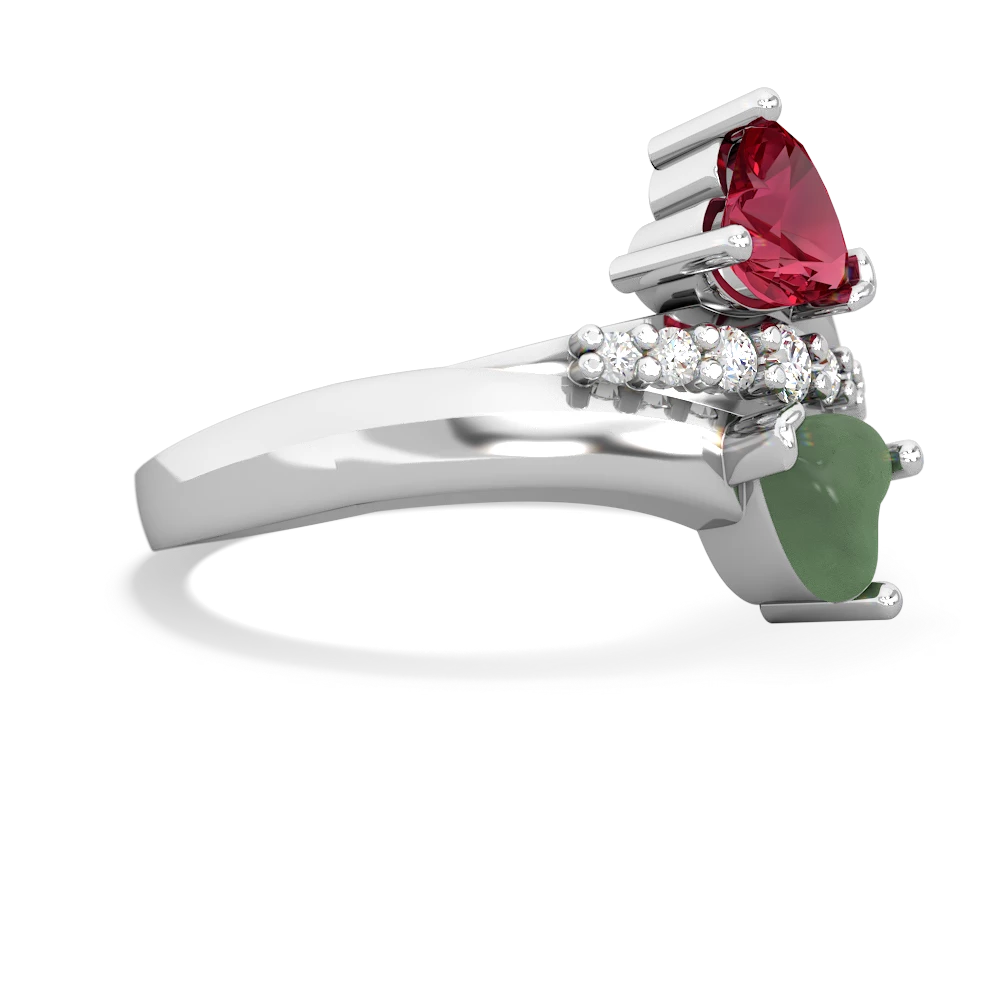 Lab Ruby Heart To Heart 14K White Gold ring R2064