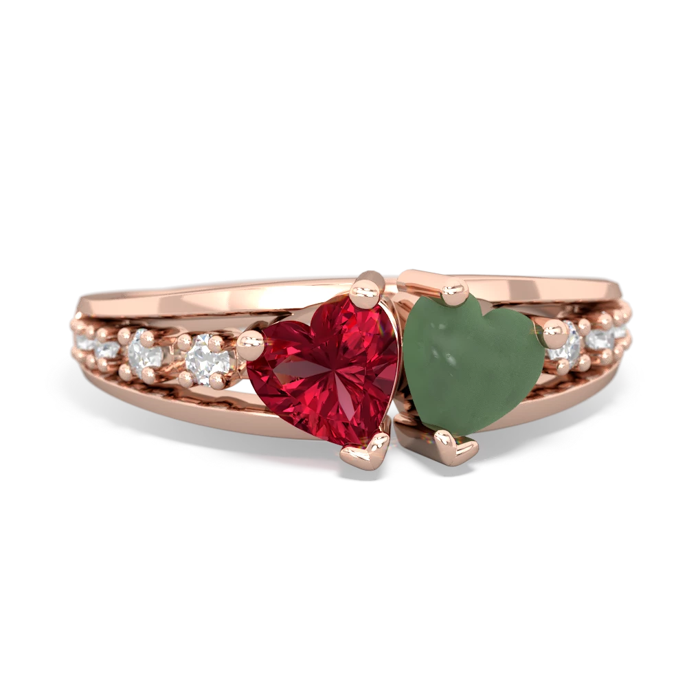 Lab Ruby Heart To Heart 14K Rose Gold ring R3342