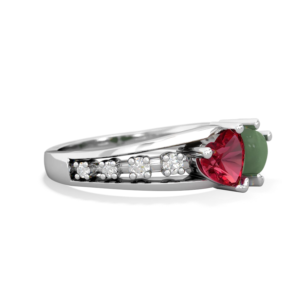 Lab Ruby Heart To Heart 14K White Gold ring R3342